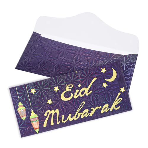 18 Stück Eid Mubarak Umschläge für Geld, 18 x 8 cm, Eid Mubarak Geschenkkarten Ramadan Geldhalter Taschengeldpaket Ramadan Grußkarten Umschlag für Muslimische Partys, Feiern, Dekorationen von PEUTIER