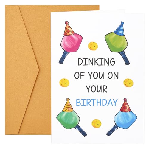 PEUTIER Pickleball-Geburtstagskarte, Lustig Pickleball-Grußkarten Drinking Of You On Your Birthday Sportthema Birthday-Karte mit Umschlag Geschenk für Männer Frauen Ihn Sie Pickleball-Liebhaber von PEUTIER