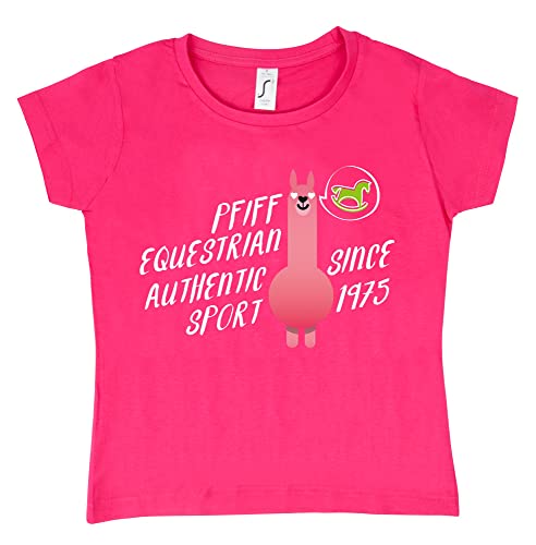 PFIFF 102516 Kinder-T-Shirt „Lama-Love“, Lama Motiv, Pink 128-140 von PFIFF