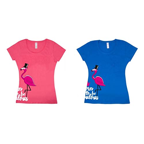 PFIFF 102520 T-Shirt 'Fabulous Flamingo', blau L von PFIFF