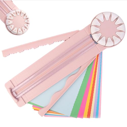 12-in-1-Papierschneider, Kantenschneider für Papierarbeiten, Multifunktionaler Papierschneider mit Maßen für Scrapbooking, für Scrapbooking, Fotokarten (Pink) von PGSLPH