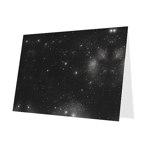 PHAYAH 10 Blatt schwarz-weiße Galaxie-Urlaubskarten, blauer Umschlag, geeignet als Hochzeitstag und Party-Einladungskarten von PHAYAH