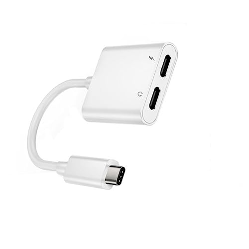 PHENOFICE 2 1 Typ C Auf Digital Audio Patchkabel Kopfhörer Mikrofon Adapter Aux Konverter Kompatibel Mit USB C Geräten Weiß Hochwertiges Audioerlebnis von PHENOFICE