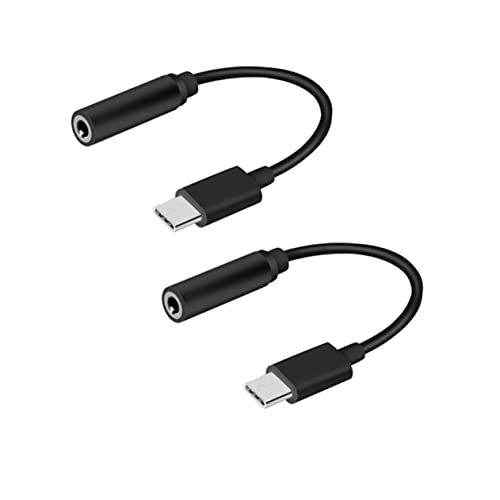 PHENOFICE 2 Stück USB C Auf Klinkenadapter Typ C Stecker Auf Aux Audio Buchse Schwarz Für Kopfhörer Kompatibel Mit Smartphones Und Tablets von PHENOFICE