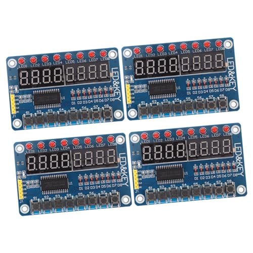 PHENOFICE 4 Stück 8 8-bit-led-digitalröhre Anzeigemodul Tm1638 Schlüssel Anzeigemodul Für Digitale Röhre 8 Tasten Geführtes Digitales Röhrenanzeigemodul Mikrocontroller-anzeigemodul Hc3z PCB von PHENOFICE