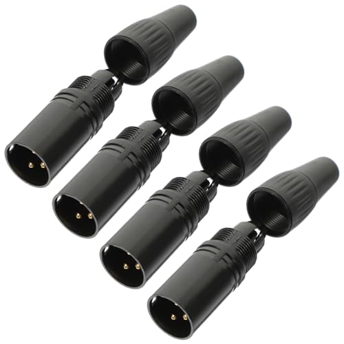 PHENOFICE 4 Stück Mikrofon Xlr-kopf Stecker Für Mikrofonkabel Dreiadriger Xlr- Mikrofon-dreileiteranschluss Dreiadriger Stecker Für Mikrofon Lautsprecheranschluss Black Plastik von PHENOFICE