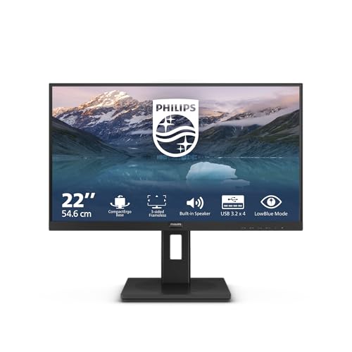 PHILIPS 222S9JML - 21.5 Zoll Full HD Monitor, höhenverstellbar, Laustsprecher (1920x1080, 75 Hz, HDMI, DisplayPort, USB-Hub) schwarz von PHILIPS