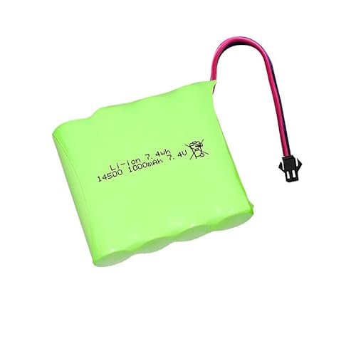 Lithium-Ionen-Akku, 7,4 V, 1000 mAh, RC-Ersatzakku, eingebaut, 14500 x 4 Zellen, für Spielzeug, Drohne, Fernbedienung, Autozubehör von PHILLEQU