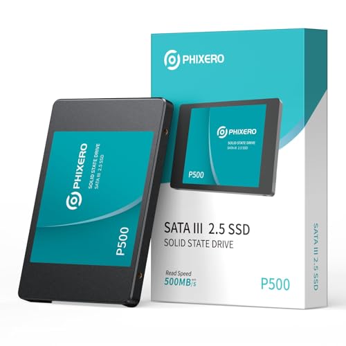 PHIXERO P500 SSD Festplatte intern 1TB 3D NAND, 2,5 Zoll SATA Ⅲ 6 Gb/s internes Solid-State-Laufwerk für Laptops, Desktops und Spielekonsolen-PC von PHIXERO