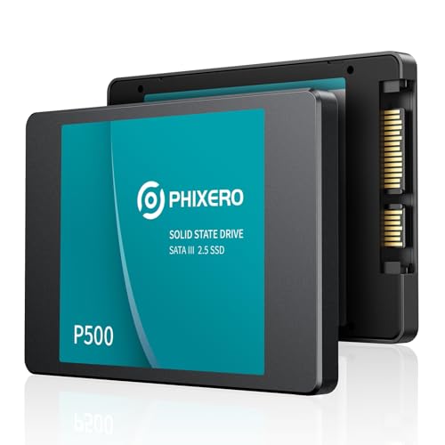 PHIXERO P500 SSD Festplatte intern 256GB 3D NAND, 2,5 Zoll SATA Ⅲ 6 Gb/s internes Solid-State-Laufwerk für Laptops, Desktops und Spielekonsolen-PC von PHIXERO