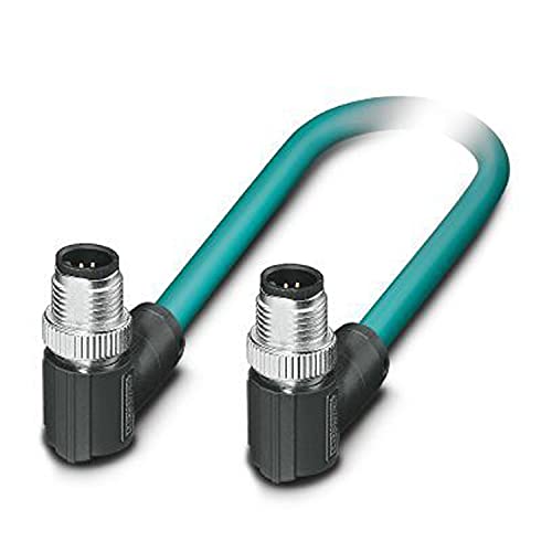 PHOENIX CONTACT NBC-M12MR/0.5-94B/M12MR US Netzwerkkabel, 8 Polig, 0.5m Kabellänge, 22.220g, M12/IP67 Stecker Gewinkelt, Wasserblau von PHOENIX CONTACT