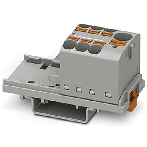 PHOENIX CONTACT PTFIX 10/6X4-NS35 GY Verteilerblock, 800 V, 63 A, Anzahl der Anschlüsse 7, Querschnitt 0,2 mm²-6 mm², AWG 24-10, Breite 28,6 mm, Grau, Packung mit 1 von PHOENIX CONTACT