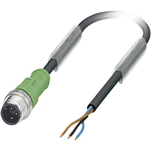 PHOENIX CONTACT SAC-3P-M12MS/3.0-PUR Sensor/Aktor-Kabel, 3 Polig, PUR Halogenfrei, Stecker Gerade M12, Freies Leitungsende, 3m Kabellänge, Schwarz/Grau von PHOENIX CONTACT