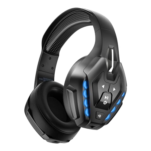 PHOINIKAS Gaming-Headset mit Abnehmbarem Mikrofon mit Geräuschunterdrückung, Bluetooth nur für Mobiltelefone, 3,5-mm-Audiokabel für PS4/PS5/Xbox One/PC/Switch, 40 Stunden Akkulaufzeit, LED-Licht von PHOINIKAS