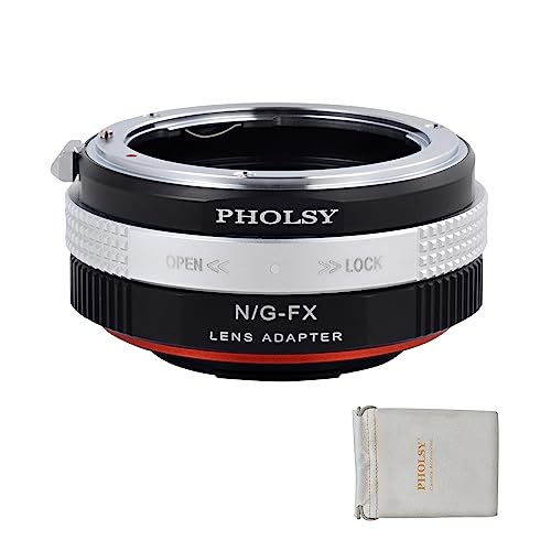 PHOLSY F und G auf FX Objektivadapter mit Blendenring für Nikon G/F/AI/AIS/D/AFS Objektiv und FX Kameras Kompatibel mit Fujifilm X-H2S, X-Pro3, X-T5, X-T4, X-S20, X-S10, X-T30 II, X-E4 usw. von PHOLSY