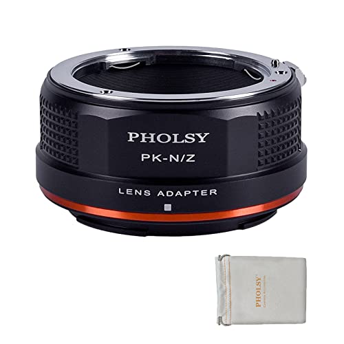 PHOLSY Konverter PK auf Nikon Z Objektivadapter Kompatibel mit Pentax K PK Objektiv und für Nikon Z Mount Kameragehäuse Kompatibel mit Nikon Z fc, Z30, Z9, Z8, Z6 ii, Z7 ii, Z6, Z7, Z5, Z50 von PHOLSY