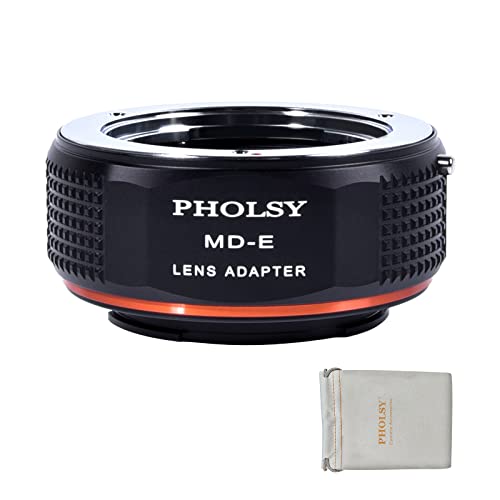 PHOLSY Objektivadapter Kompatibel mit Minolta Rokkor MD/MC/SR Objektiv auf Sony E Kameragehäuse für Sony a7 a6000 a6300 a6500 a5000 a5100 NEX 7/6/5, 5N 3N, a9 ii, a7S iii ii, a7R, MD auf Sony E von PHOLSY