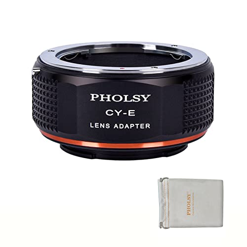 PHOLSY Objektivadapter für Contax/Yashica (C/Y) Objektiv auf Sony E Kameras Kompatibel mit Sony Alpha a7 a6000 a6300 a6500 a5000 a5100 NEX 7/6/5, NEX 5N 3N, a9 ii, a7S iii ii, a7R v iv iii ii, a7C von PHOLSY