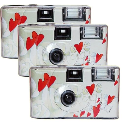 3X 1A PHOTO PORST TopShot Flying Hearts Einwegkamera Edition Fliegende Herzen (27 Fotos, Blitz, 3-er Pack) von PHOTO PORST