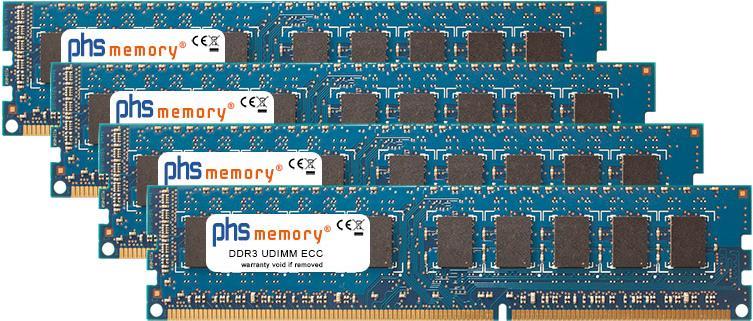 PHS-memory 32GB (4x8GB) Kit RAM Speicher f�r Supermicro H8SGL DDR3 UDIMM ECC 1600MHz PC3-12800E (SP259827) von PHS-memory