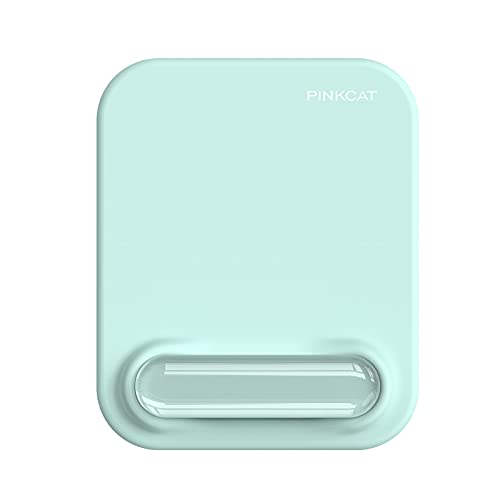 PINKCAT Mauspad mit Gelkissen, 2-in-1 Ergonomisches Komfort Mousepad, komfortabler Kieselgel-Handgelenkstütze und Seide -Stoff, rutschfeste PU-Basis, für Computer und Laptop, Blau von PINKCAT