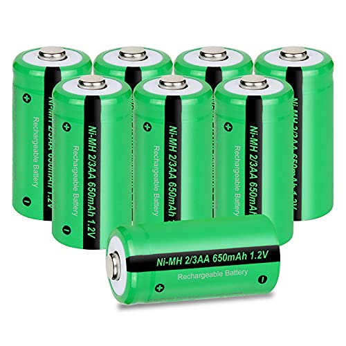 PKCELL Wiederaufladbare Batterie NIMH 2/3AA 1,2V Akku(Nicht AA、AAA、2/3AAA) 650 mAh für Solarlampen, 8 Stück von PKCELL