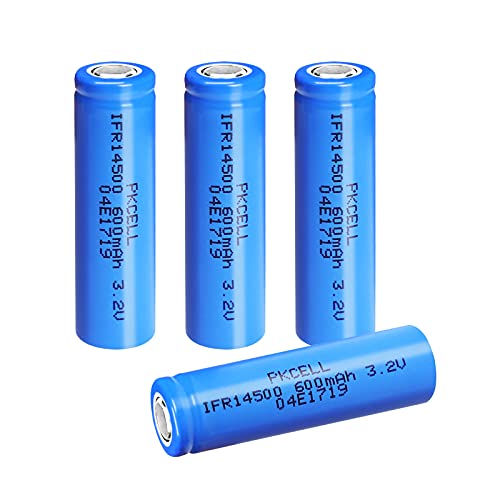 Solarbatterie AA 600mAh 3,2V Wiederaufladbare Batterie (Flat Top) für Solarleuchten,Taschenlampen,4 Stück,PKCELL von PKCELL