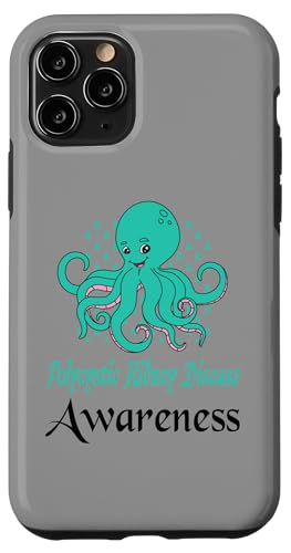 Hülle für iPhone 11 Pro Polyzystische Nierenerkrankung PKD Bewusstsein Lustiger Oktopus Blaugrün von PKD Awareness products (Lwaka)