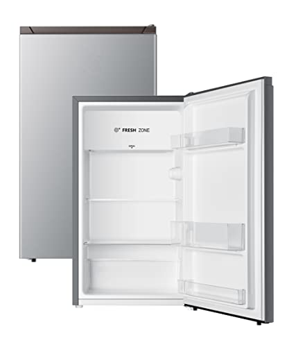 PKM KS93 Kühlschrank mit 0°C Fresh-Zone | 94 L Nutzinhalt | 84cm hoch | 107 kWh/Jahr | Türanschlag wechselbar | leichte Reinigung | Höhenverstellbare Füße | (Silber) von PKM