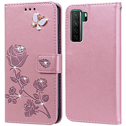 PKQTOP Hülle für Huawei P40 Lite 5G Handyhülle,Klappbar Tasche Case,Standfunktion,Kartenfach,Silikon Bumper,Stoßfeste Schutzhülle Cover für Huawei P40 Lite 5G von PKQTOP