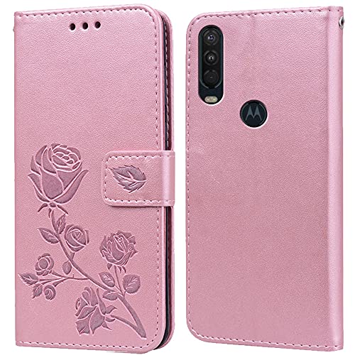 PKQTOP Hülle für Motorola Moto One Action/One Vision Handyhülle,Klappbar Tasche Case,Standfunktion,Kartenfach,Silikon Bumper,Stoßfeste Schutzhülle Cover für Moto One Action von PKQTOP