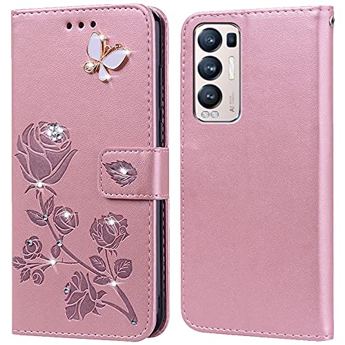 PKQTOP Hülle für Oppo Find X3 Neo Handyhülle,Klappbar Tasche Case,Standfunktion,Kartenfach,Silikon Bumper,Stoßfeste Schutzhülle Cover für Oppo Find X3 Neo von PKQTOP