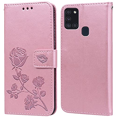 PKQTOP Hülle für Samsung Galaxy A21S Handyhülle,Klappbar Tasche Case,Standfunktion,Kartenfach,Silikon Bumper,Stoßfeste Schutzhülle Cover für Samsung Galaxy A21S von PKQTOP