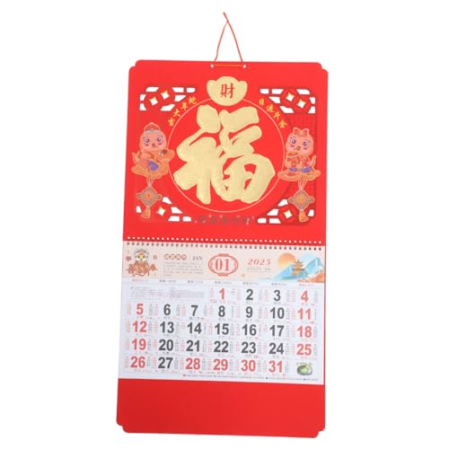 PLAFOPE Fu Character 2025 Chinesischer Wandkalender Jahr Der Schlange Hängekalender Monatskalender Im Chinesischen Stil Mit Globalen Feiertagen von PLAFOPE