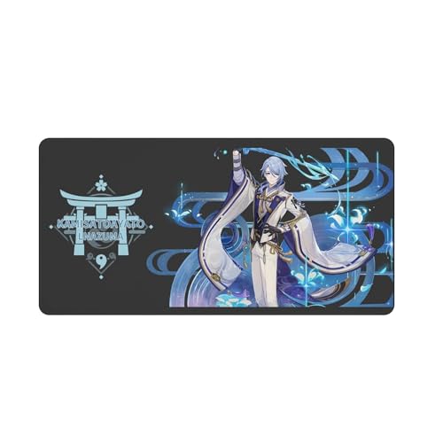 PLAYDOM Genshin Impact Gaming Mouse Pad Anti-Rutsch Gummibasis, Bequeme Laptop Mouse Pad Desktop Mouse Pad (Kamisato Ayato,16 * 30in) von PLAYDOM