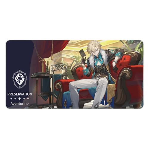 PLAYDOM HonKai Star Rail JingYuan JingLiu FeiXiao LingSha Imbibitor Lunae Gaming Mouse Pad Anti-Rutsch Gummibasis, Bequeme Laptop Mouse Pad Desktop Mouse Pad (Aventurine,16 * 30in) von PLAYDOM