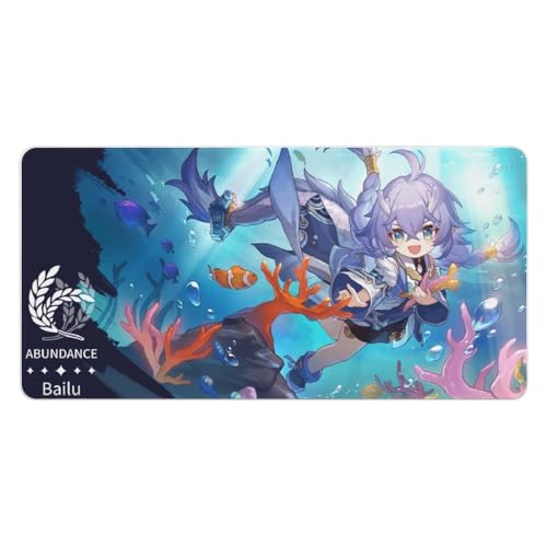 PLAYDOM HonKai Star Rail JingYuan JingLiu FeiXiao LingSha Imbibitor Lunae Gaming Mouse Pad Anti-Rutsch Gummibasis, Bequeme Laptop Mouse Pad Desktop Mouse Pad (Bailu,16 * 36in) von PLAYDOM