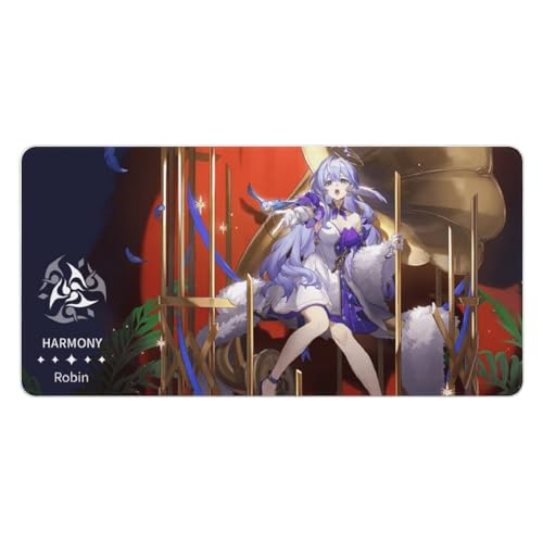 PLAYDOM HonKai Star Rail JingYuan JingLiu FeiXiao LingSha Imbibitor Lunae Gaming Mouse Pad Anti-Rutsch Gummibasis, Bequeme Laptop Mouse Pad Desktop Mouse Pad (Robin,16 * 36in) von PLAYDOM