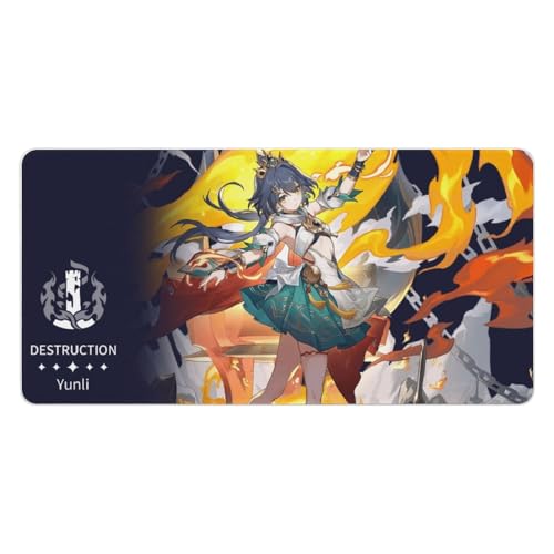 PLAYDOM HonKai Star Rail JingYuan JingLiu FeiXiao LingSha Imbibitor Lunae Gaming Mouse Pad Anti-Rutsch Gummibasis, Bequeme Laptop Mouse Pad Desktop Mouse Pad (Yunli,16 * 36in) von PLAYDOM