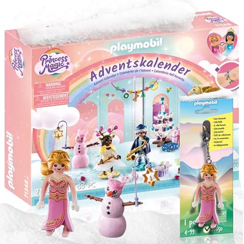 Playmobil 71348 Adventskalender Weihnachtsfest unter dem Regenbogen+Playmobil 70650 Schlüsselanhänger Prinzessin- mit 24 Türchen voller Überraschungen! von PLAYMOBIL