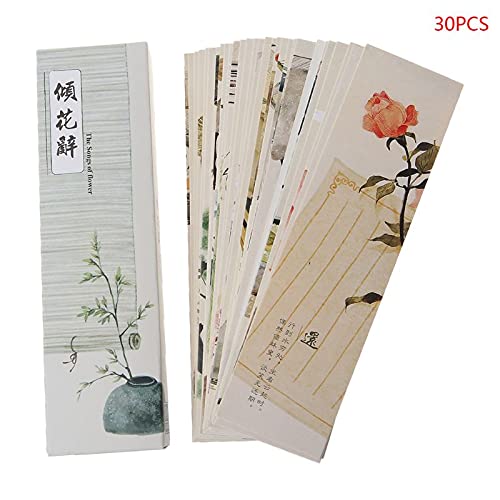 30 Stück für kreative chinesische Papier-Lesezeichen, Malkarten, Retro, schöne Quasten, Gold und Silber von PLCPDM