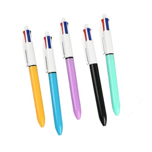 PLCPDM 5 Stück Stift Einziehbarer Kugelschreiber Mehrfarbiger Kugelschreiber 4-Farben In-1-Kugelschreiber Schreibwerkzeug von PLCPDM