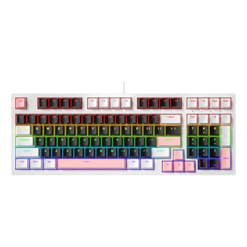 PLCPDM Mechanische Tastatur mit 98 Tasten und LED-Beleuchtung, komfortable Haptik, für Gamer und Schreibkräfte auf kleinem Raum von PLCPDM