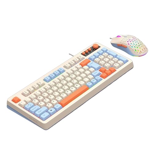 PLCPDM MultiSystems 98 Tasten Drahttastatur mit ARGB-Beleuchtung, ergonomische Tastatur und lange Lebensdauer der Schalter von PLCPDM