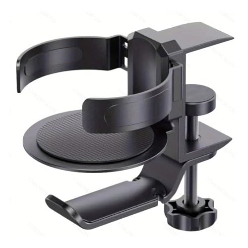PLCPDM Schreibtisch-montierter Kopfhörer-Klemmhalter mit integriertem Getränkehalter, ohne Bohren, Kopfhörerhaken, Aluminium-Materialien PLCPDM Schreibtisch-montierter Kopfhörer-Klemmhalter mit integriertem Getränkehalter, ohne Bohren, Kopfhörerhaken, Aluminium-Materialien von PLCPDM