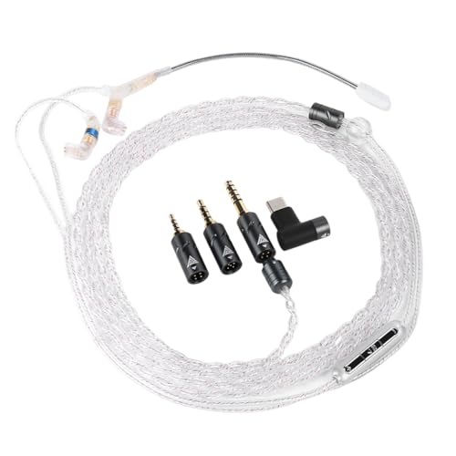 PLCPDM Silbernes Kopfhörerkabel, 2,5 mm/3,5 mm/4,4 mm Stecker, verbessertes Kabel mit Mikrofon, Ohrhörerkabel für Gaming-Kopfhörer PLCPDM Silbernes Kopfhörerkabel, 2,5 mm/3,5 mm/4,4 mm Stecker, verbessertes Kabel mit Mikrofon, Ohrhörerkabel für Gaming-Kopfhörer von PLCPDM
