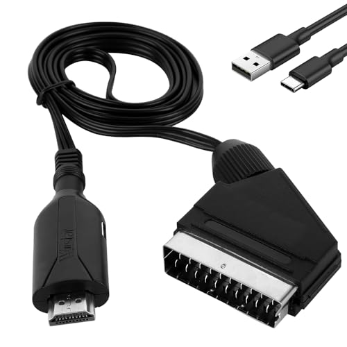 PLLYPE Scart auf HDMI Konverter, All in One SCART zu HDMI Konverter, Scart HDMI Adapter mit SCART und HDMI Kabel,für HDTV Monitor Xbox PS3 Projektor STB VHS Sky Blu-ray DVD Player von PLLYPE