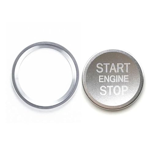 PNBVW Auto Styling Aufkleber Ring Auto Motor Start Stop Taste Abdeckung Fall for A//u//d//i A4 B8 B9 A5 A6 4f A7 C7 Q3 Q5 S3 Auto Zubehör(2Pcs Silver) von PNBVW