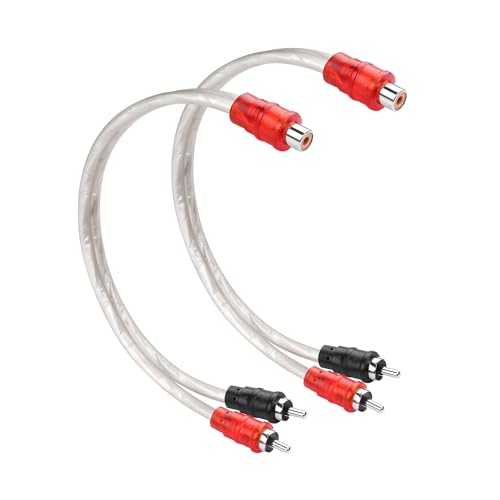 PNGKNYOCN 30cm RCA Y Splitter Kabel, abgeschirmtes RCA RCA 1 Buchse auf 2 Stecker Stereo-Audiokabel für Car Audio, Subwoofer, TV, CD-Player, Heimkino（2 Pack） von PNGKNYOCN