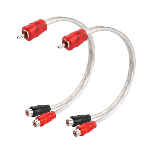 PNGKNYOCN RCA Y Splitter Kabel, 2 Packungen abgeschirmte RCA 1 Stecker auf 2 Buchsen Stereo Audio Y Kabel für Autoradio, Verstärker, TV, Digital Audio（30cm） von PNGKNYOCN